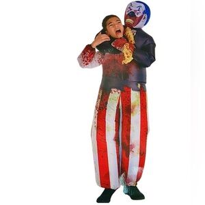 Kids Scary Clown Costume with Red and White Stripes